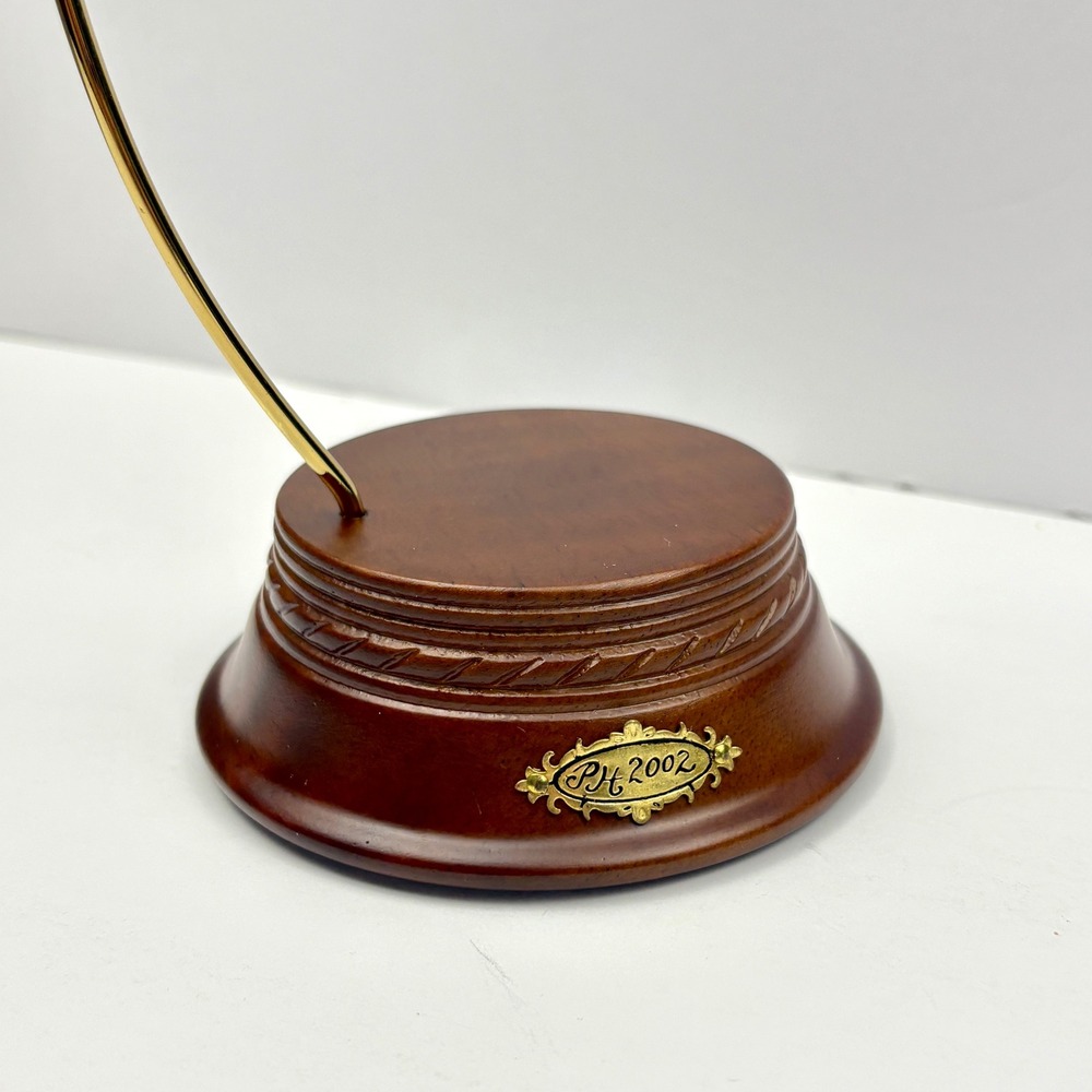 Vintage Princess House Ornament Stand Hanger 2555 Wood Base Gold Metal Display